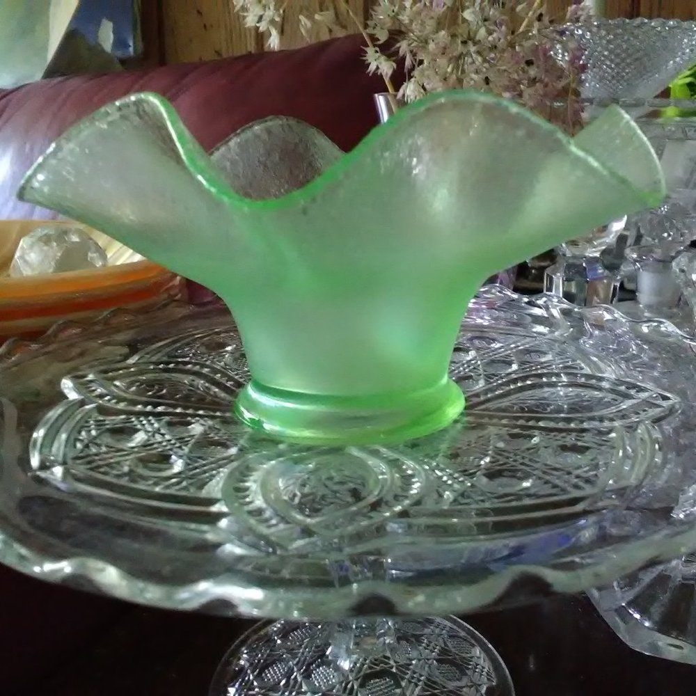 Stretched glass vintage compote